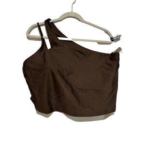 New‎ Old Navy Long Line one shoulder sports Bra Brown Sz 2x Light Support Women